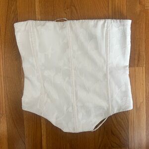 White Fox Cream Lace-Up Strapless Corset Top